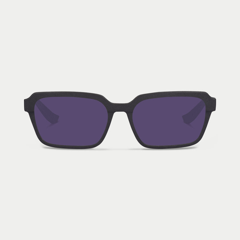 Blynq Quad square sunglasses in Black with Aubergine Eclipse lenses, 3D printed nylon frame