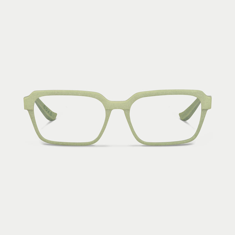 Blynq Quad square optical glasses in Mint, 3D printed nylon frame with clear lenses